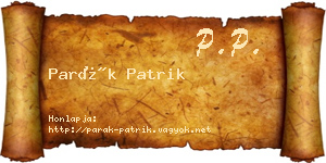 Parák Patrik névjegykártya